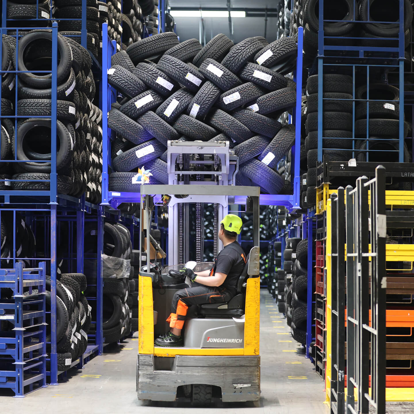 Tyres stored in the Nordic Tyre Group warehouse
